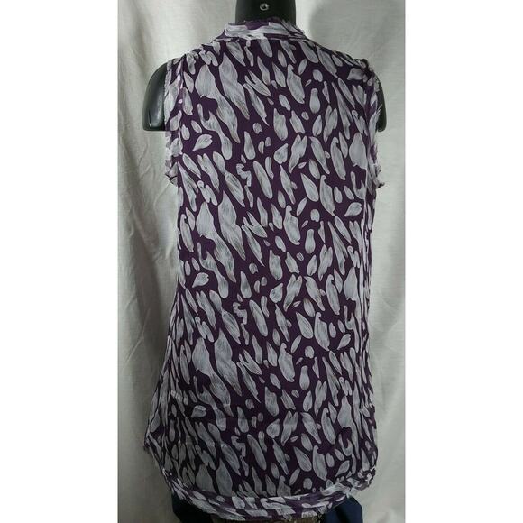 Blue Velvet Raw Edged - Sleeveless Tunic with Ruffles - Plum/Gray - Large - Picture 7 of 7